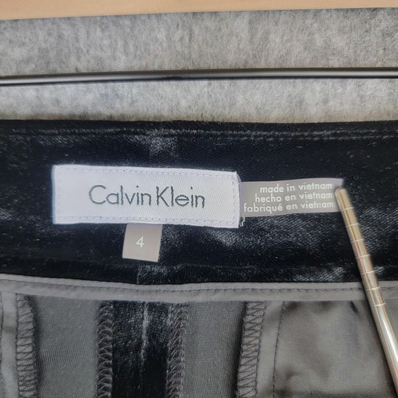 Calvin Klein Velvet 2 Pc Set Womens M Black Velvet Top Pants Stretch Outfit - Picture 11 of 16
